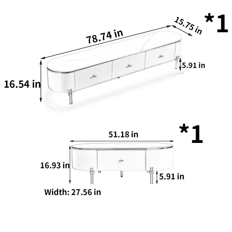 Simple Rock Slab Coffee Table TV Stand