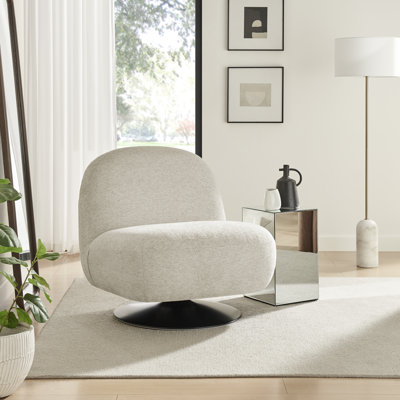Tava Upholstered Swivel Accent Armchair - Stylish Retro Inspired Curved Cushion