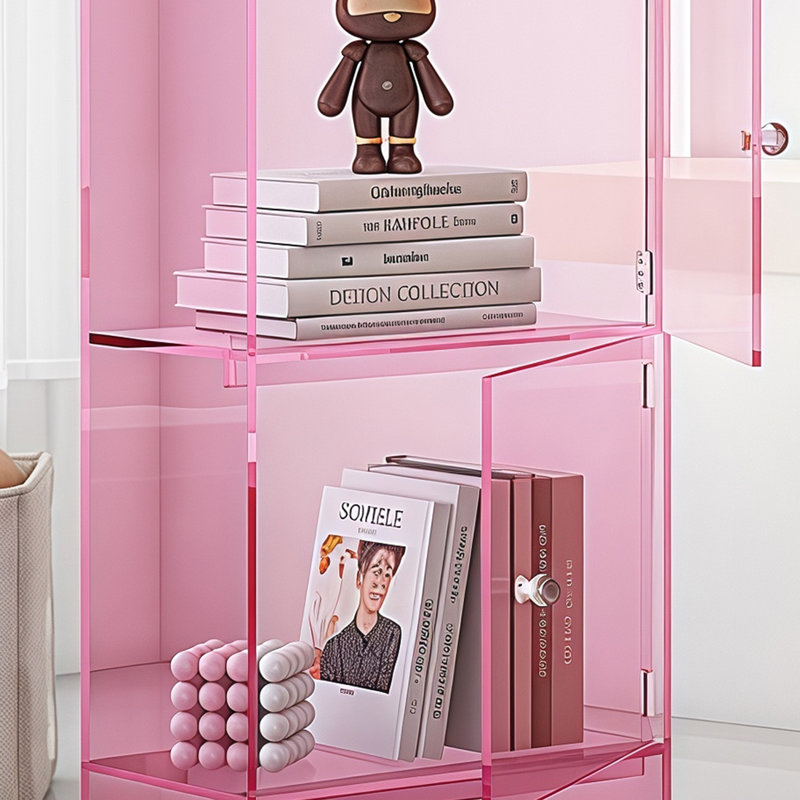 Bibliothèque de rangement simple et créative, (4 tablettes) H 46,4 po x l 15,7 po x P 9,8 po, Rose