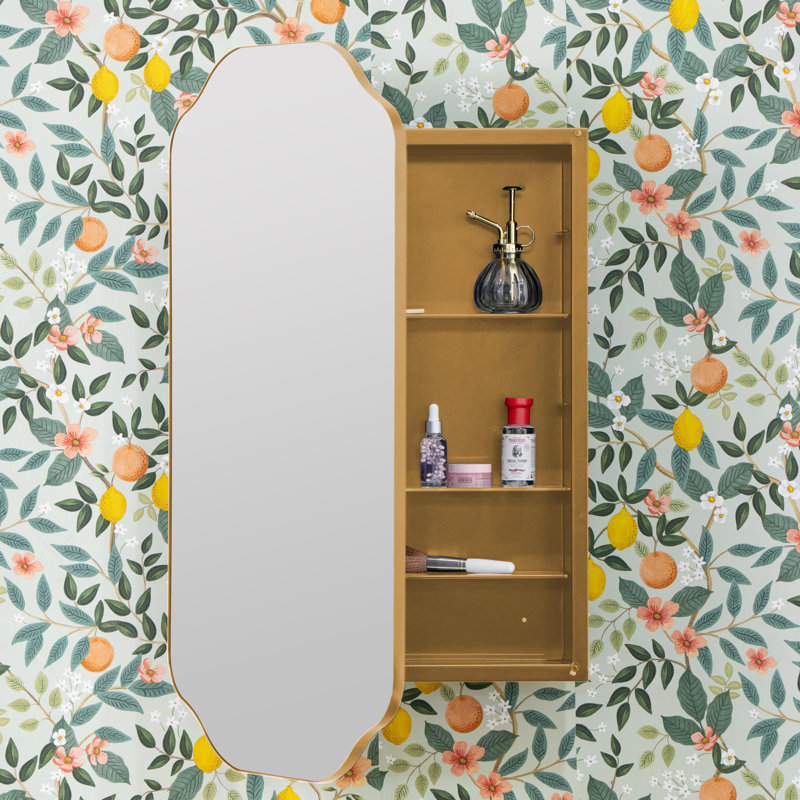 Eaton Medicine Cabinet, Recess and Surface Mount, Gold