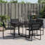 Fauteuils de patio avec coussins 4 pièces Latitude Run® en acier noir Latitude Run®