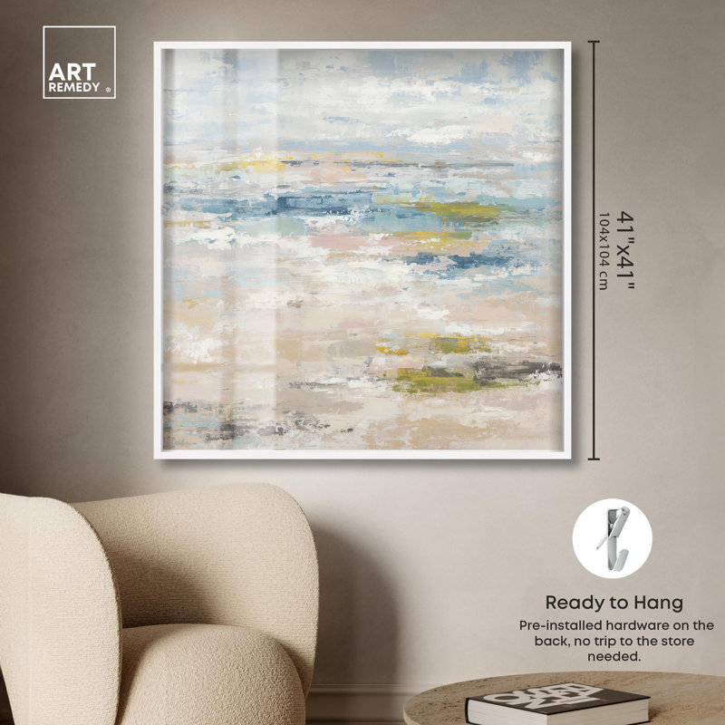 Décoration murale minimaliste Shallow Waters II par Art Remedy, cadre blanc, 41 x 41, H 41 po x l 41 po, Cadre blanc
