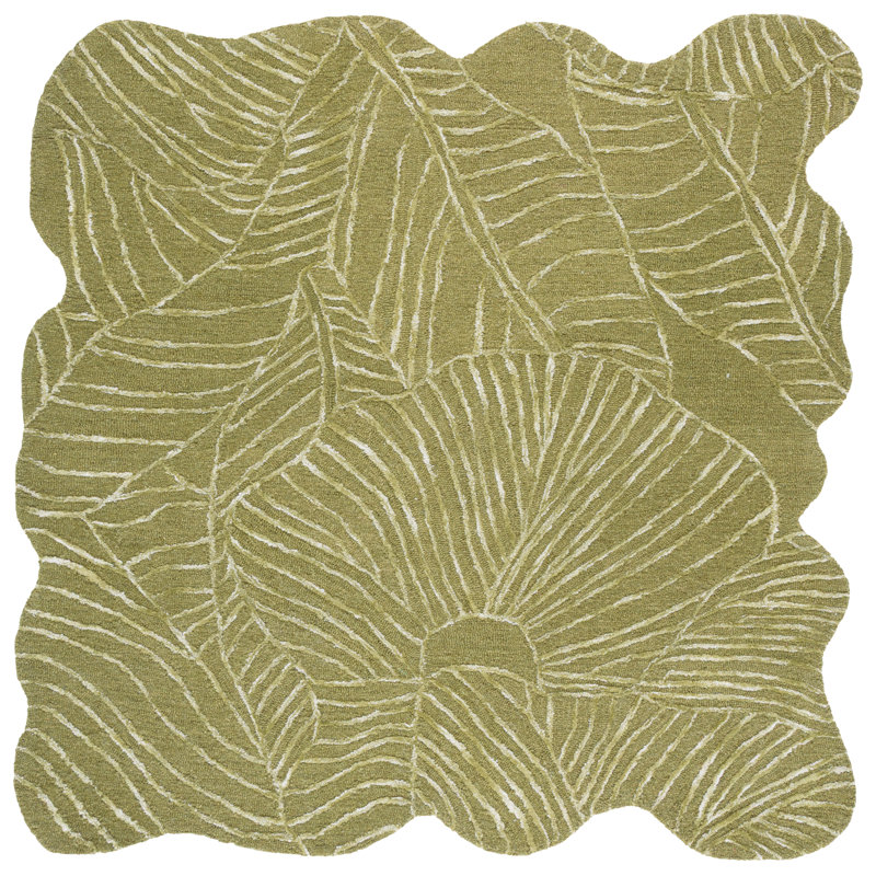 Soho 183 Hand Tufted Viscose; Wool Floral Rug in Green, Square 6'