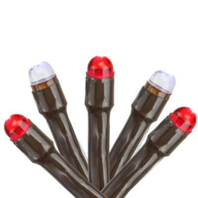 2' x 8' Red and White Micro LED Net Style Tree Trunk Christmas Lights Brown Wire