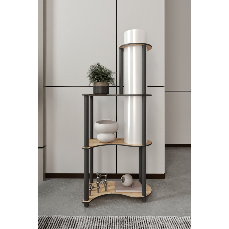 Elegant Floor Lamp, Walnut Color, 47.2 inches Tall | Durable Craft Paper & MDF Body, PVC Cap (Diameter: 6.7 inches, Height: 32.3 inches) | 1 x E27 Socket, Max 40W | Stylish Lighting Solution for Home & Office