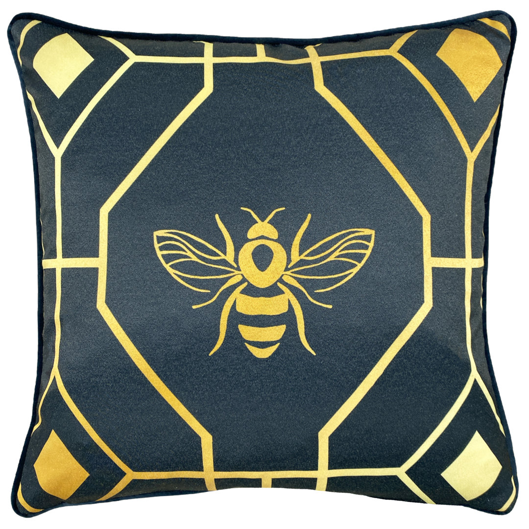 Furn. Bee Deco Cushion Cover, Polyester, Navy