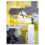 Gris et jaune flou abstrait - horloge murale moderne-35102543