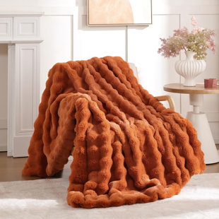 Rabbit Fleece Throw Blanket For Couch - Cozy Soft Plush Luxury Thick Winter Fuzzy Comfy Bubble Blanket