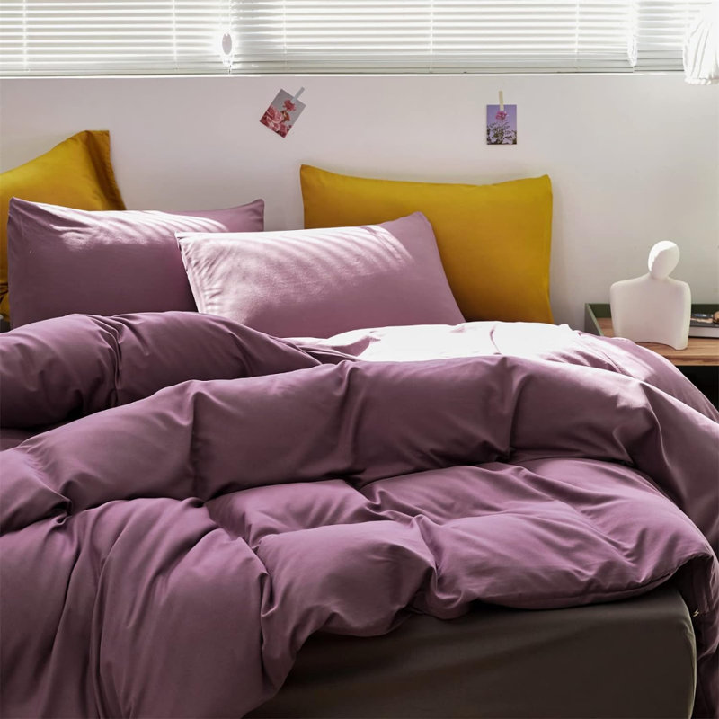 Ensemble d'édredon mauve pour lit très grand Dusty, Édredon très grand + 2 taies d'oreiller standard, Purple