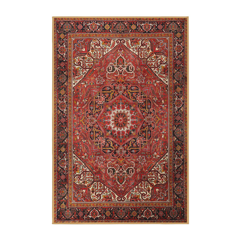 Tapis oriental brun / rouge Atlas, Rectangle 7 pi x 9 pi