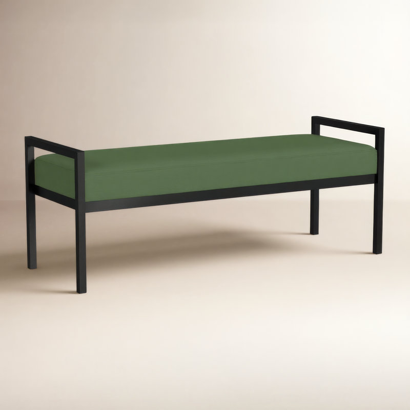 Banc rembourré Loxe, Velours vert Loden