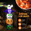 Arcade gonflable lumineuse de 8,2 pi avec citrouilles empilées, personnages fantômes et chauves-souris, lumières DEL intégrées pour la cour extérieure et la fête - style horreur festive