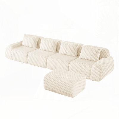 Canapé modulaire modulaire pour le salon, tissu en flanelle, très texturé, canapé 4 places surdimensionné