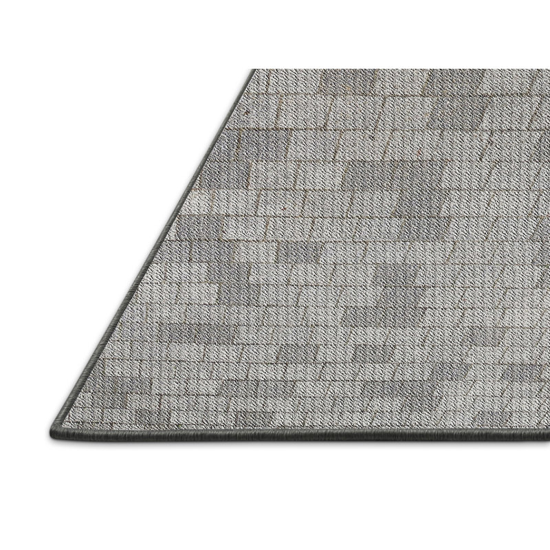 Tapis gris tissé à la machine, Rectangle 5 pi x 8 pi
