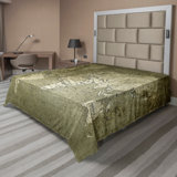 Ambesonne Map Top Flat Sheet Nostalgic World Map Army Green