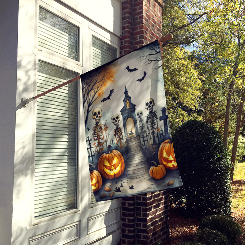 Drapeau de maison d'Halloween squelette effrayant