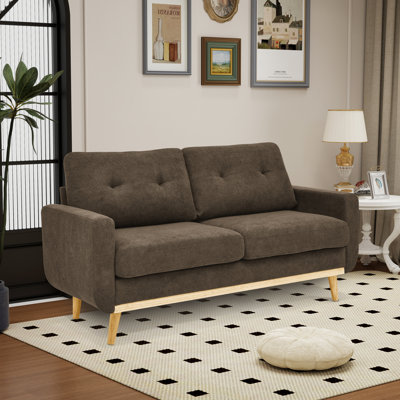 Causeuse rembourrée de style moderne Mid-Century avec pieds capitonnés en bois massif