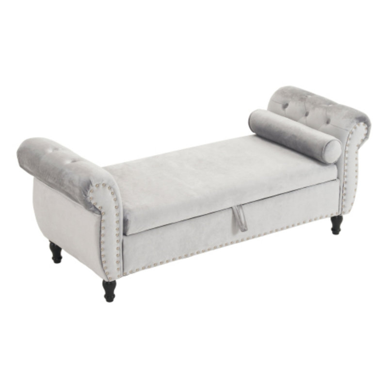 Banc repose-pieds rectangulaire Velvet, Gris