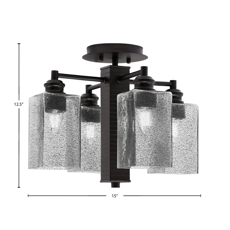 Edge 4 Light Semi-Flush Shown With Bubble Glass, Espresso, Smoke