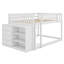 Lit superposé avec tiroirs et tablettes de rangement, structure en bois massif avec échelle, conception peu encombrante pour chambre d'enfant-581282742-587266698