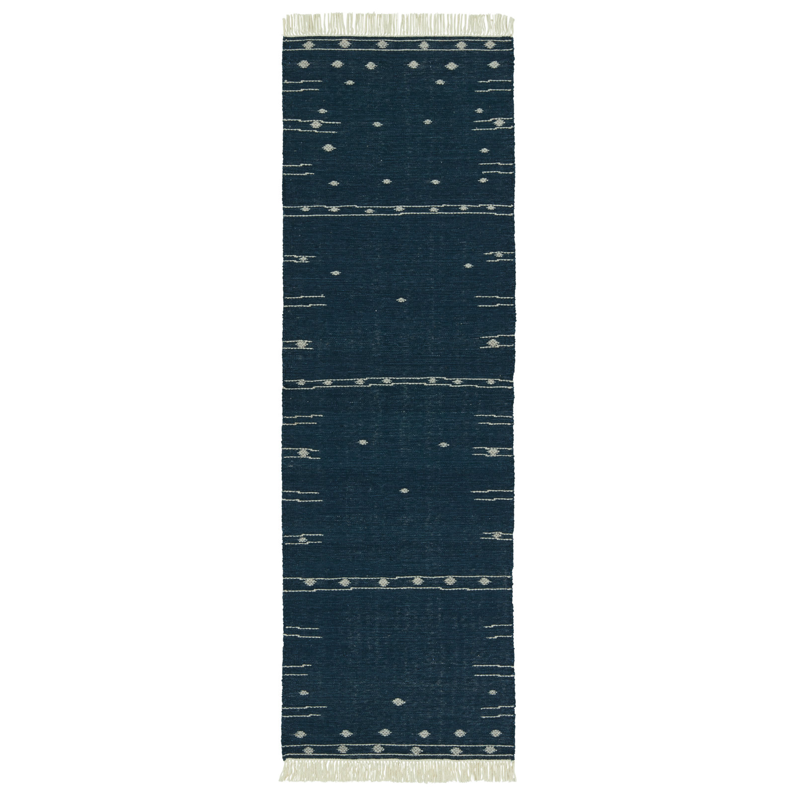Blue White Hand-Woven Moroccan Outdoor Rug, Rectangle 4' x 6'