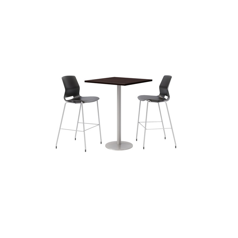 Ensemble de table de salle à manger carrée 30 "et chaise, Espresso, Noir, noir, noir, noir