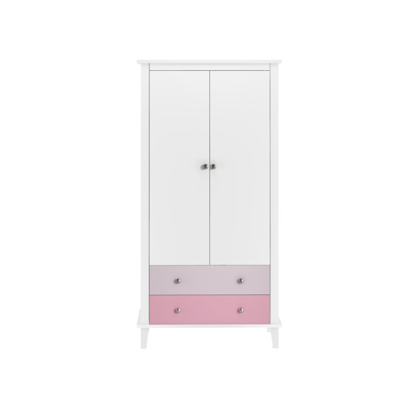 Oluchi 2 Door Wardrobe, White/Pink