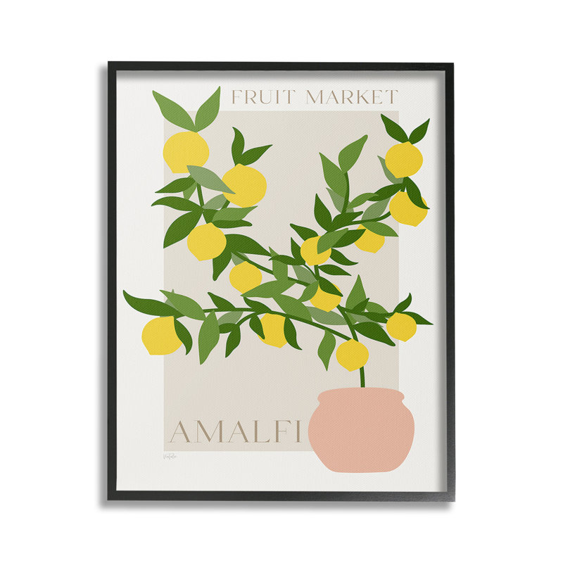 «Minimal Lemon Branch», art de la giclée encadrée par Natalie Carpentieri, Giclée encadrée noir minuit, H 20 po x l 16 po
