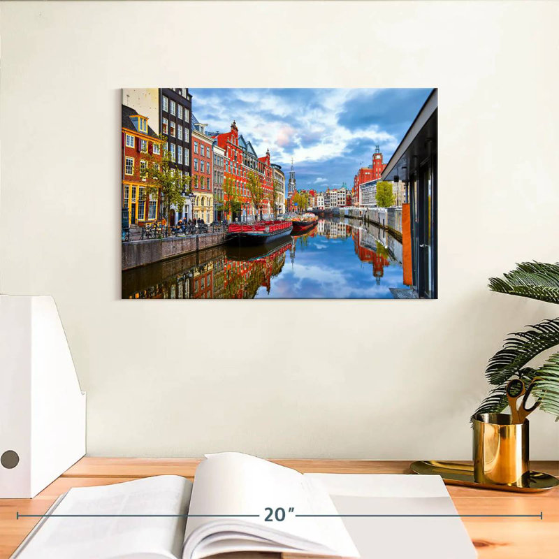 Picturesque amsterdam canal Sireci, H 8 po x l 12 po