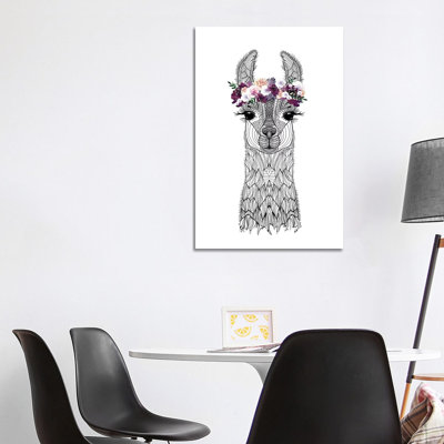 Flower Girl Alpaca by Monika Strigel - Wrapped Canvas Print