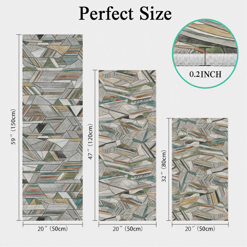 Geometric Pattern Non-Slip Washable Kitchen Mats
