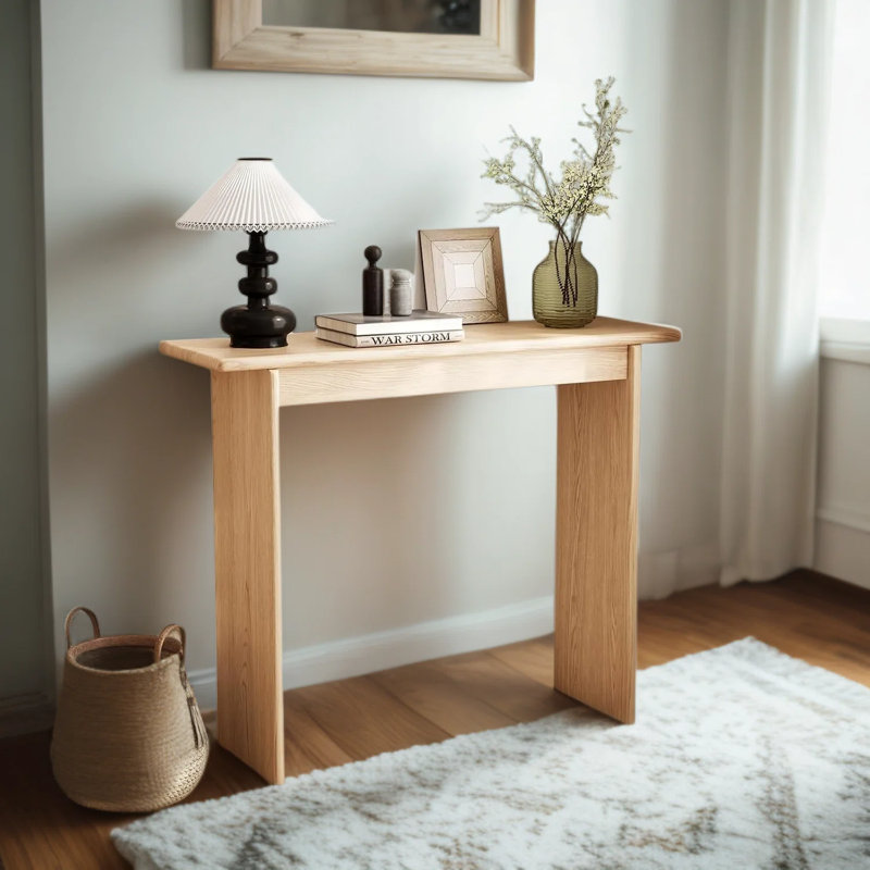 Console en bois massif de style moderne du milieu du siècle, table d'entrée, table d'appoint étroite pour salon ou couloir, finition naturelle