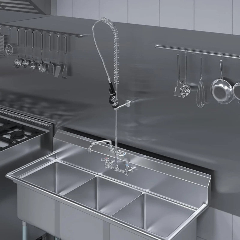 Robinet de pré-rinçage mural 8 "avec robinet additionnel 12" Express KitchQuip