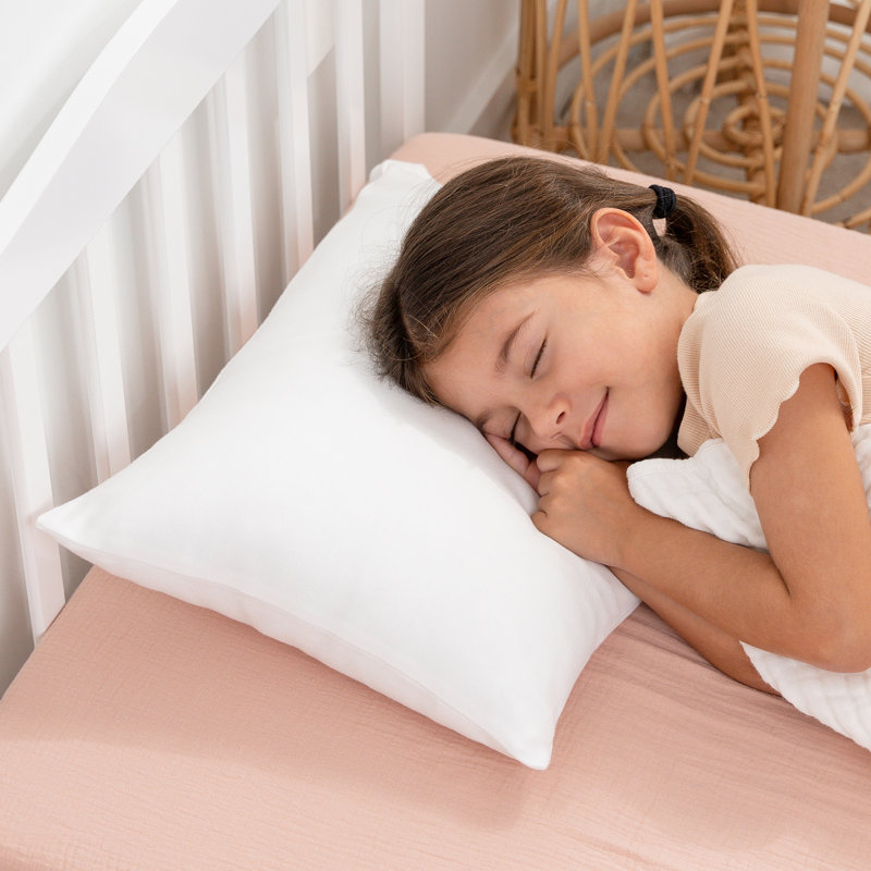 White Cotton Toddler Pillow with Pillowcase, 13"x18"