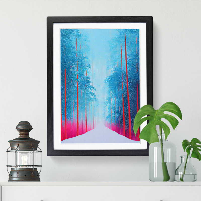Winter Forest Contemporary 1 Piece Single Picture Frame Wall Art, 34cm H x 25cm W x 2cm D, Walnut