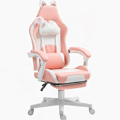 Gaming Chair With Footrest,Racing Gamer Chair, Headrest And Lumbar Support, For Home And Office