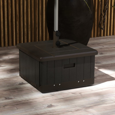31 Umbrella Stand, End Table, Flower Box Planter, 175 Lbs Fillable, Brown, Wheels For Effortless Mobility In Garden Outdoor Stand And Box, Capacity, Convenient