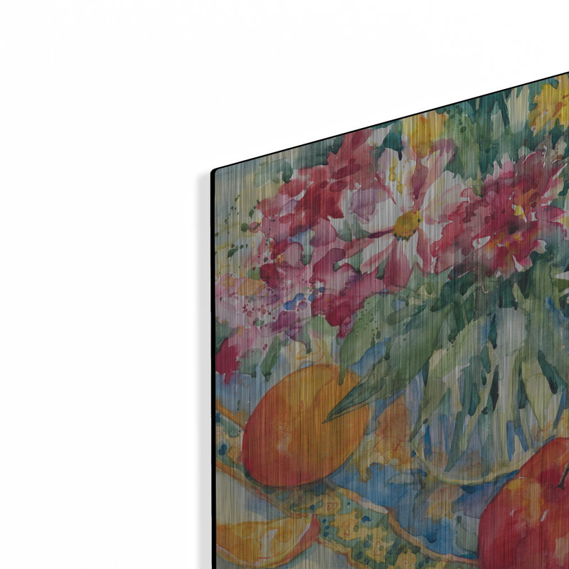 «Floral Tableau» par Annelein Beukenkamp, art mural en métal, 36 po x 36 po, H 12 po x l 12 po