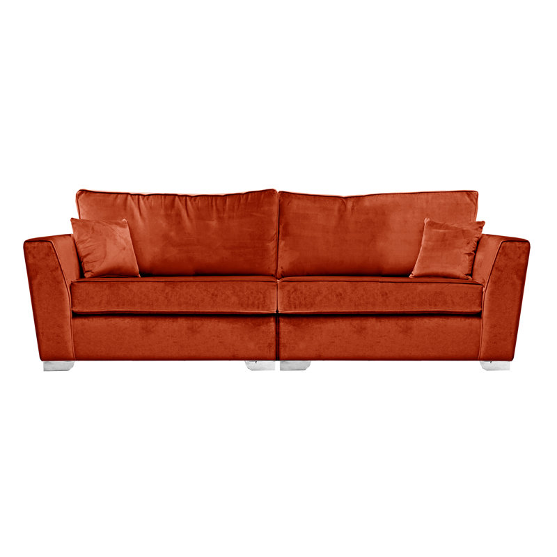 Quade 4 Seater Velvet Sofa, Dark Orange