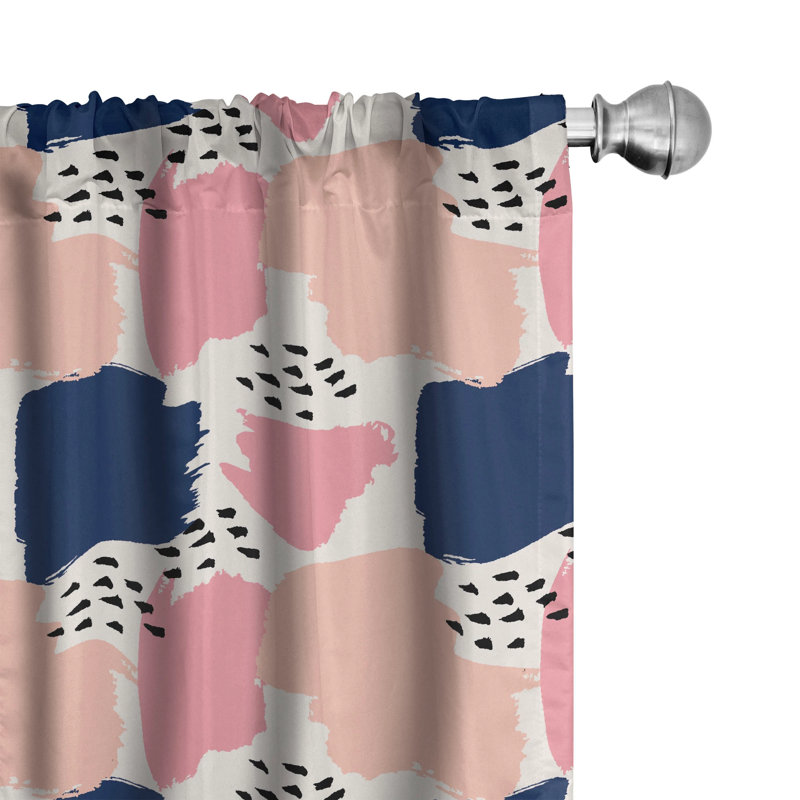 Brushstrokes Abstract Semi-Sheer Rod Pocket Curtain Panels, 28" x 63"