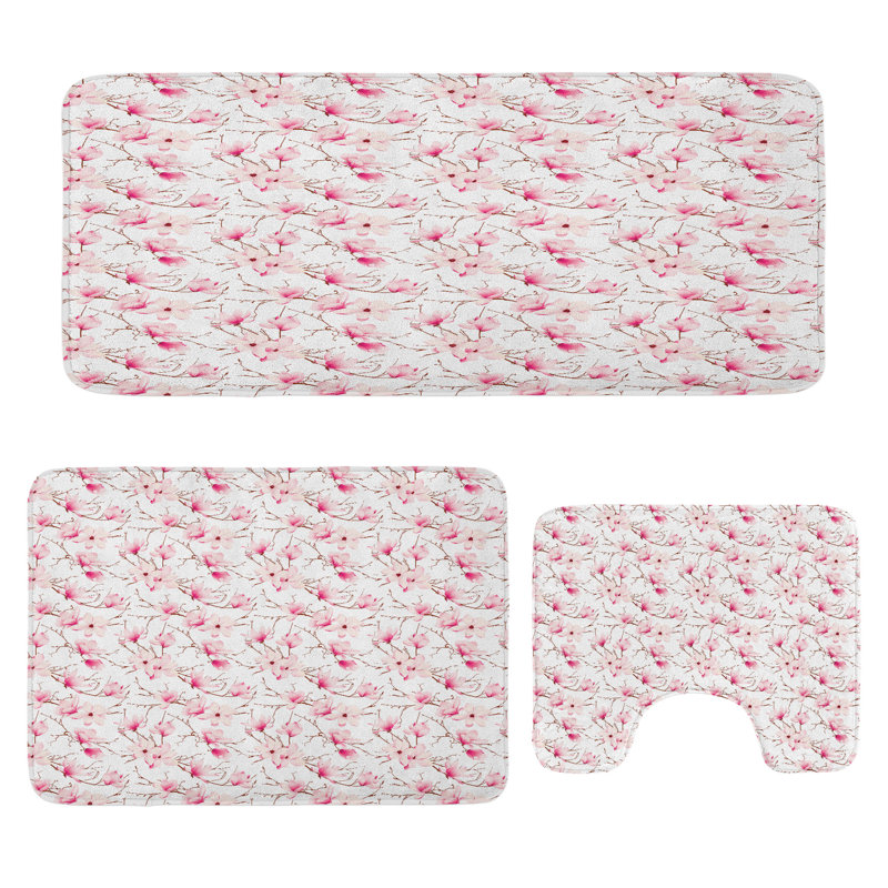  Ensemble de tapis pour salle de bain 3 pièces Flowers