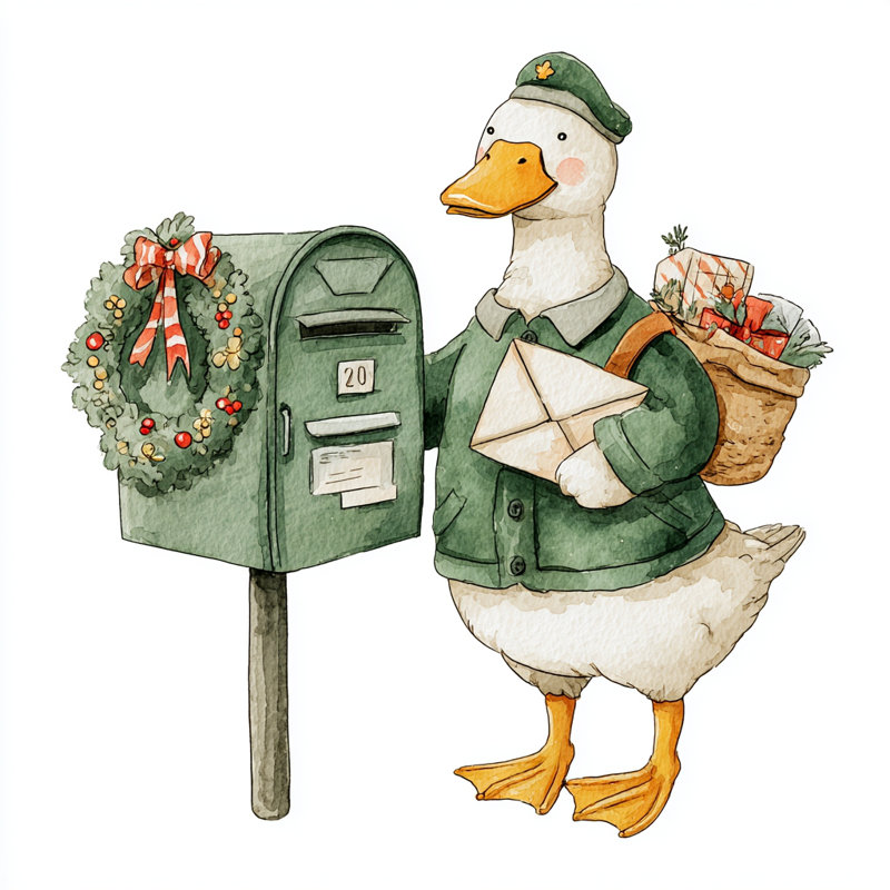 Goose With Holiday Letters Canvas, 12" H x 12" W