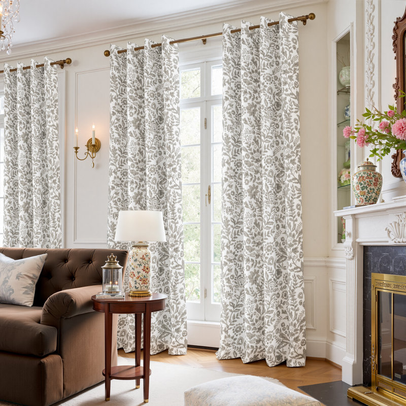 Adalen Floral Watercolor Double Layers Blackout Room Darkening Lined Thermal Insulated Energy Saving Window Curtains 2 Panels