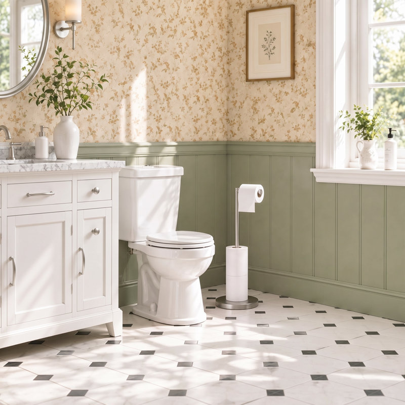 Porte-papier hygiénique sur pied, Nickel brossé