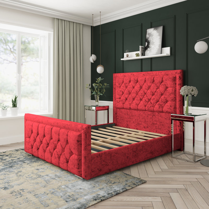 Upholstered Platform Bed, Single (3'), Red
