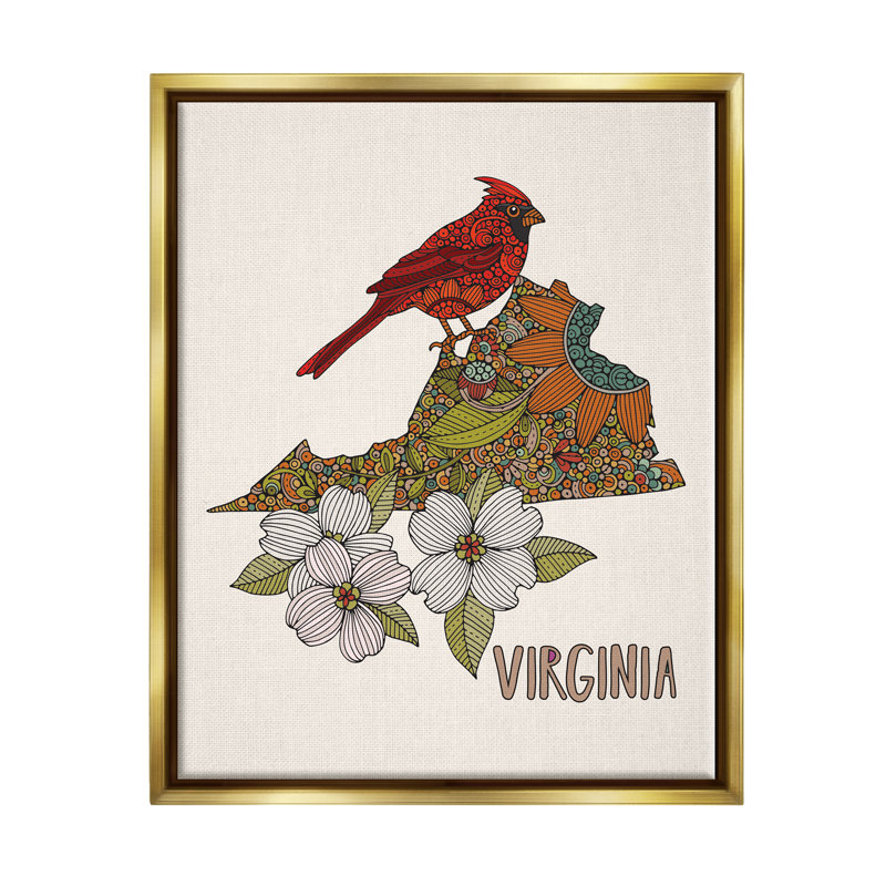 «Virginia Cardinal Bird Intricate Dogwood Floral» par Valentina Harper, impression sur toile, H 31 po x l 25 po x P 1,7 po