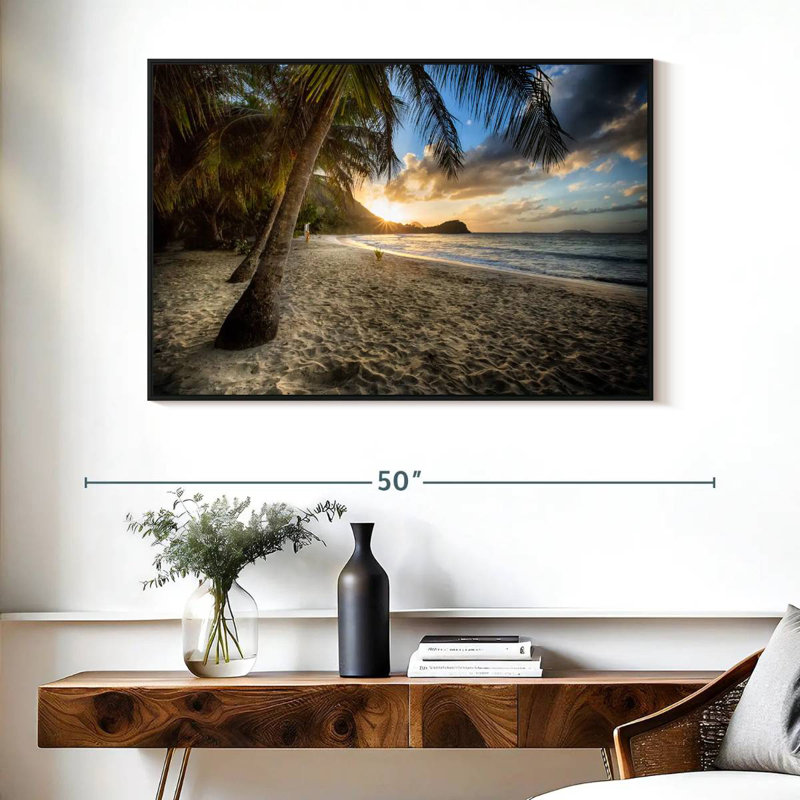 Scénique côte des Caraïbes, Cadre flottant noir, 40 po x 27 po