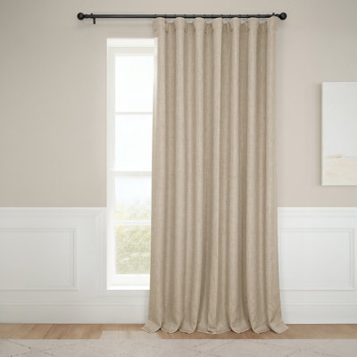 Ottis Textured Faux Linen Rod Pocket Room Darkening Curtains for Bedroom & Living Room Curtains - Single Panel Drapes