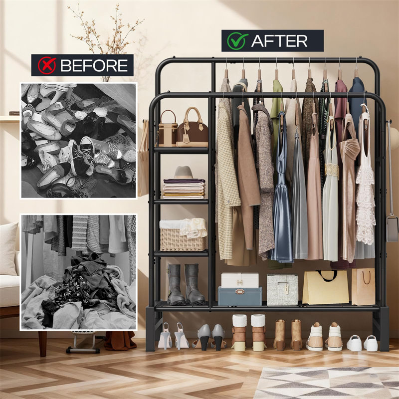 115cm Rolling Clothing Rack, Black