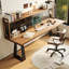 Bureau noyer + bois massif rectangulaire noir + fer-2100937791